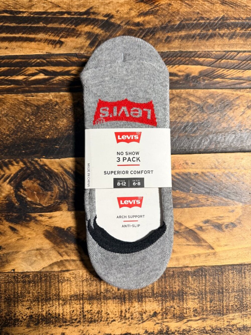 Levi's Women's No Show Socks 3-Pack Superior Comfort Arch Support Size 8-12 NEW